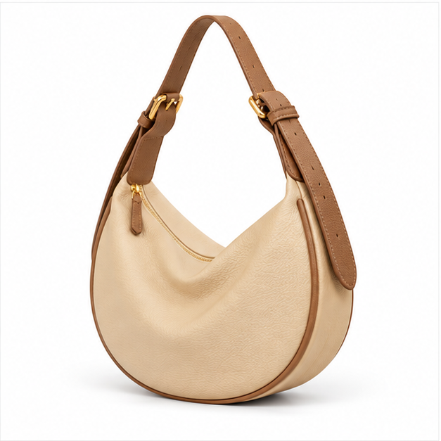 Khaki Crescent Hobo Shoulder Bag Handbag-3