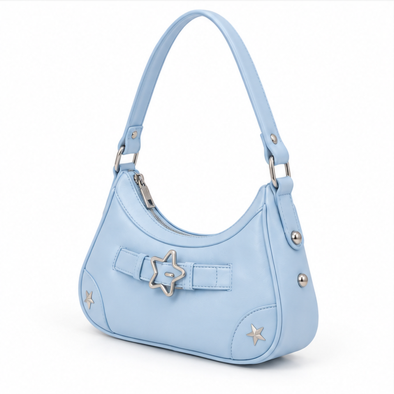 Light Blue Star Buckle Shoulder Bag-3