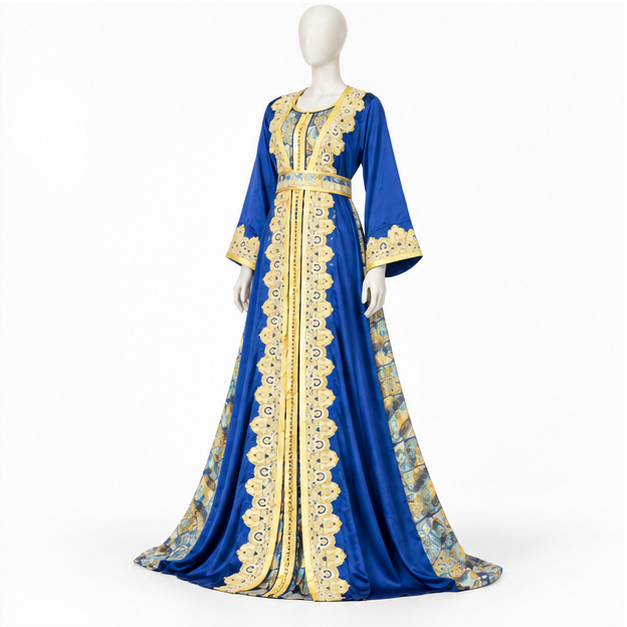 Royal Blue Embroidered Luxury Women’s Kaftan-3