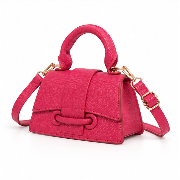 Rose Red Structured Mini Crossbody Handbag-3