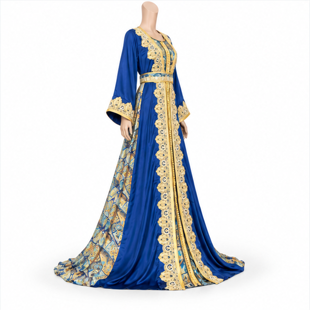 Royal Blue Embroidered Luxury Women’s Kaftan-3