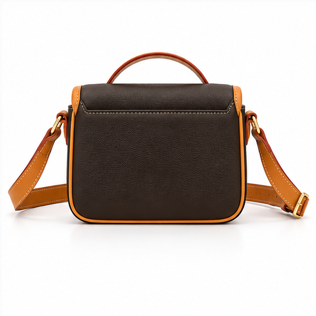 Vintage Two-Tone Buckle Crossbody Satchel-2