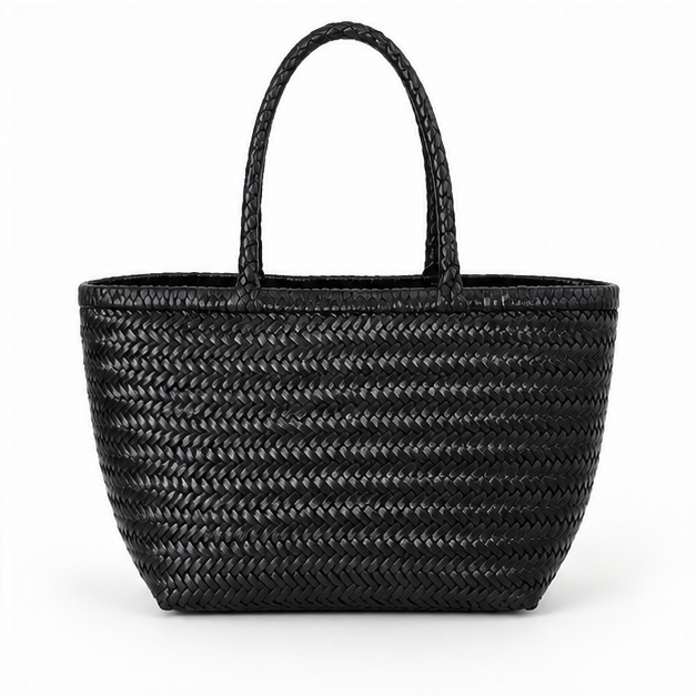 Black Woven Structured Everyday Carry Tote-2