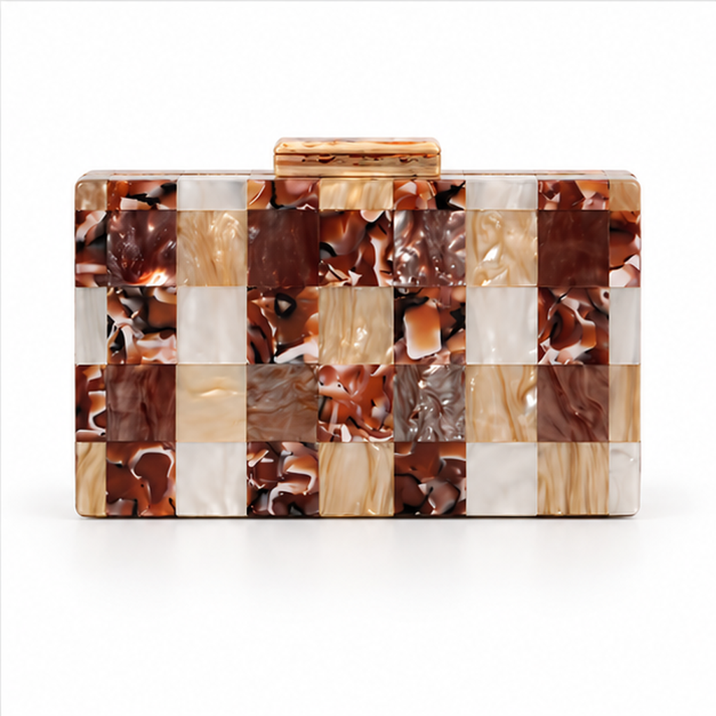 Marble Mosaic Structured Evening Clutch Bag-2
