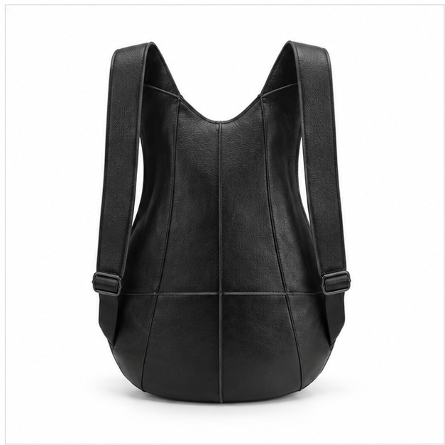 Sleek Black Leather Everyday Backpack Bag-2