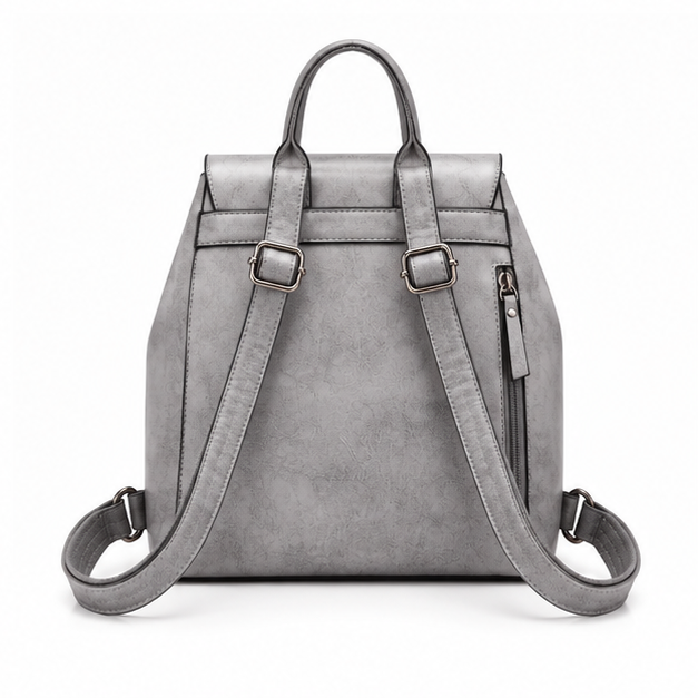 Elegant Grey Adjustable Flap Backpack Bag-2