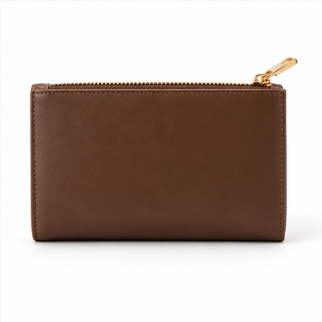 Brown Cherry Print Zip Pouch Wallet-2