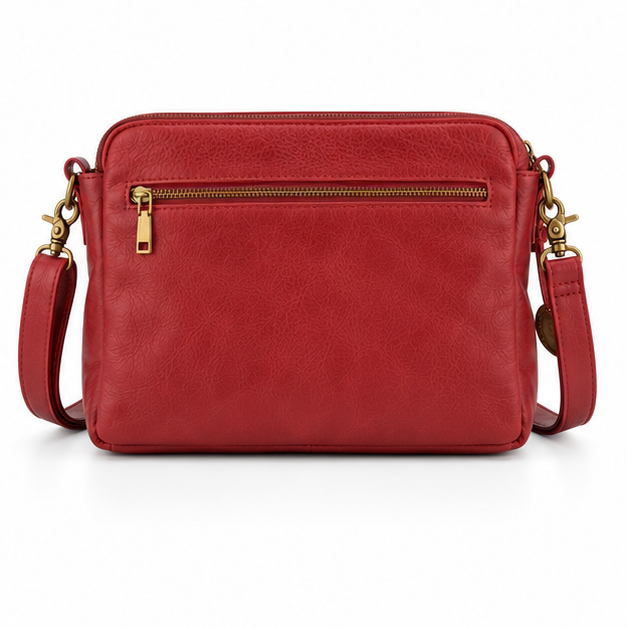 Vintage Red Leather Crossbody Shoulder Bag-2