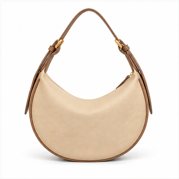 Khaki Crescent Hobo Shoulder Bag Handbag-2