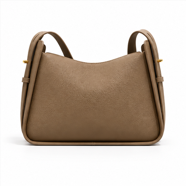 Elephant Grey Pebbled Leather Shoulder Bag-2