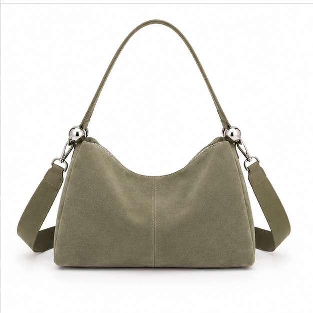Green Suede Slouchy Shoulder Hobo Bag-2