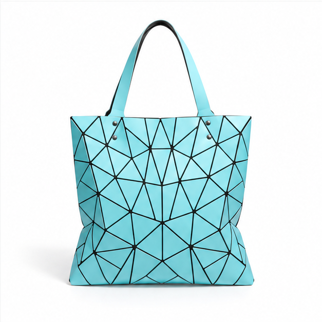 Aqua Geometric Mosaic Everyday Tote Bag-2