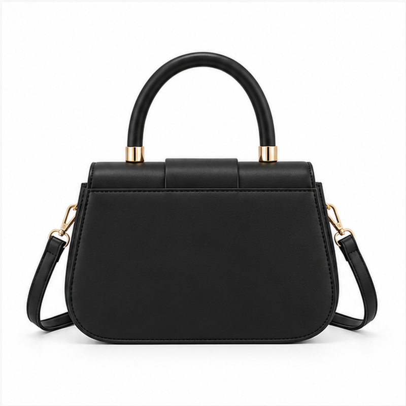 Elegant Black Structured Top Handle Handbag-2