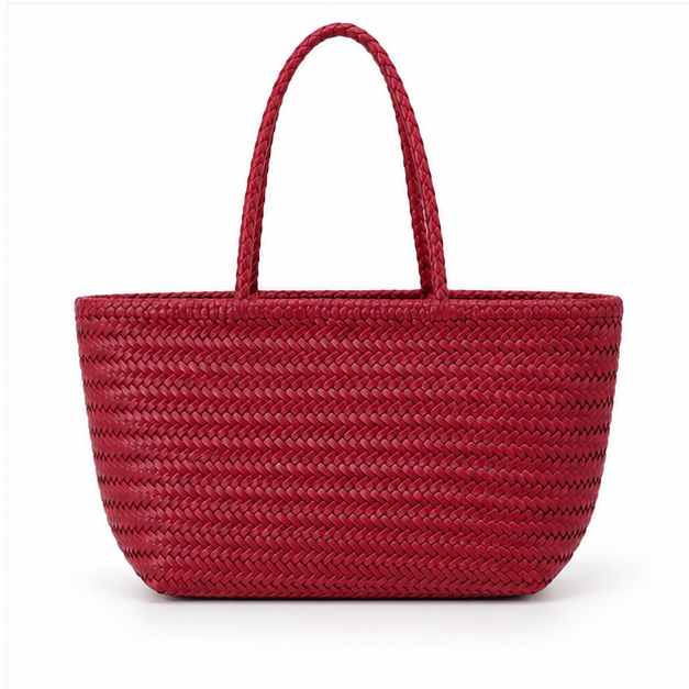 Burgundy Woven Everyday Structured Tote Bag-2