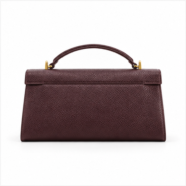 Burgundy Structured Top Handle Statement Handbag-2