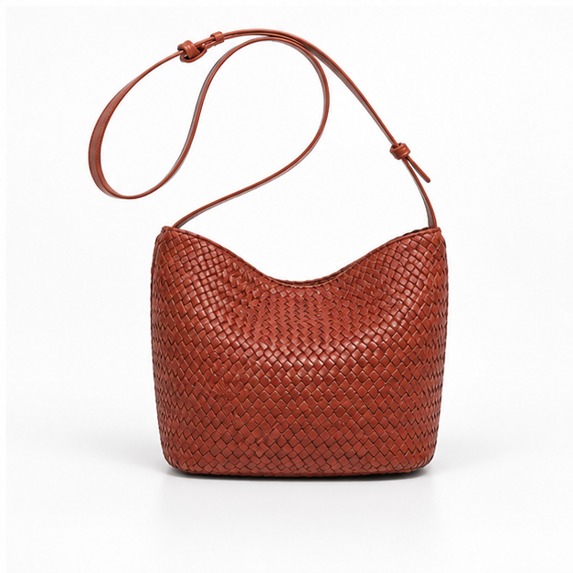 Woven Leather Slouchy Shoulder Hobo Bag-2
