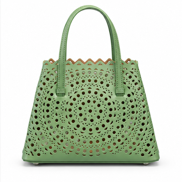 Sage Laser-Cut Tote With Matching Pouch-2