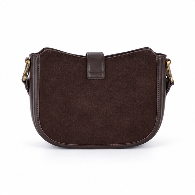 Elegant Brown Suede Crossbody Shoulder Bag-2