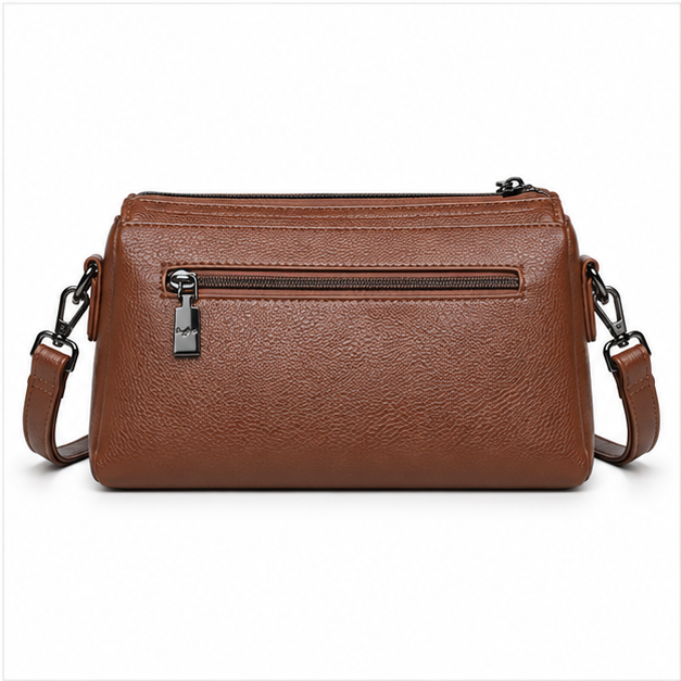 Elegant Brown Textured Leather Crossbody Handbag-2