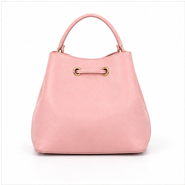 Pink Drawstring Bucket Handbag Pouch Set-2