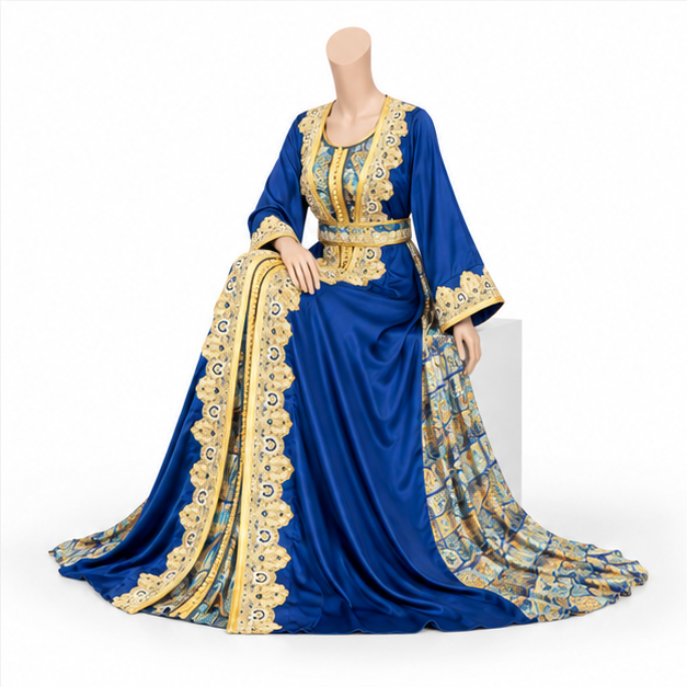 Royal Blue Embroidered Luxury Women’s Kaftan-4