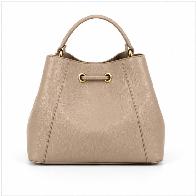 Khaki Drawstring Bucket Handbag Pouch Set-2
