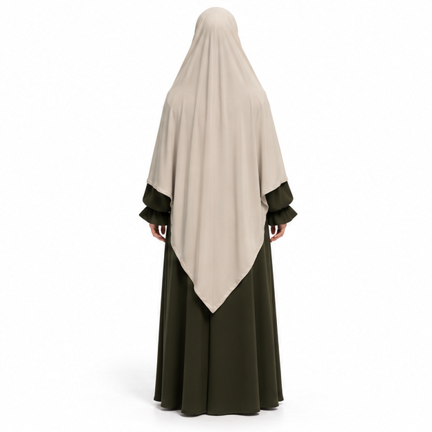 Elegant Beige Khimar With Full Coverage-4