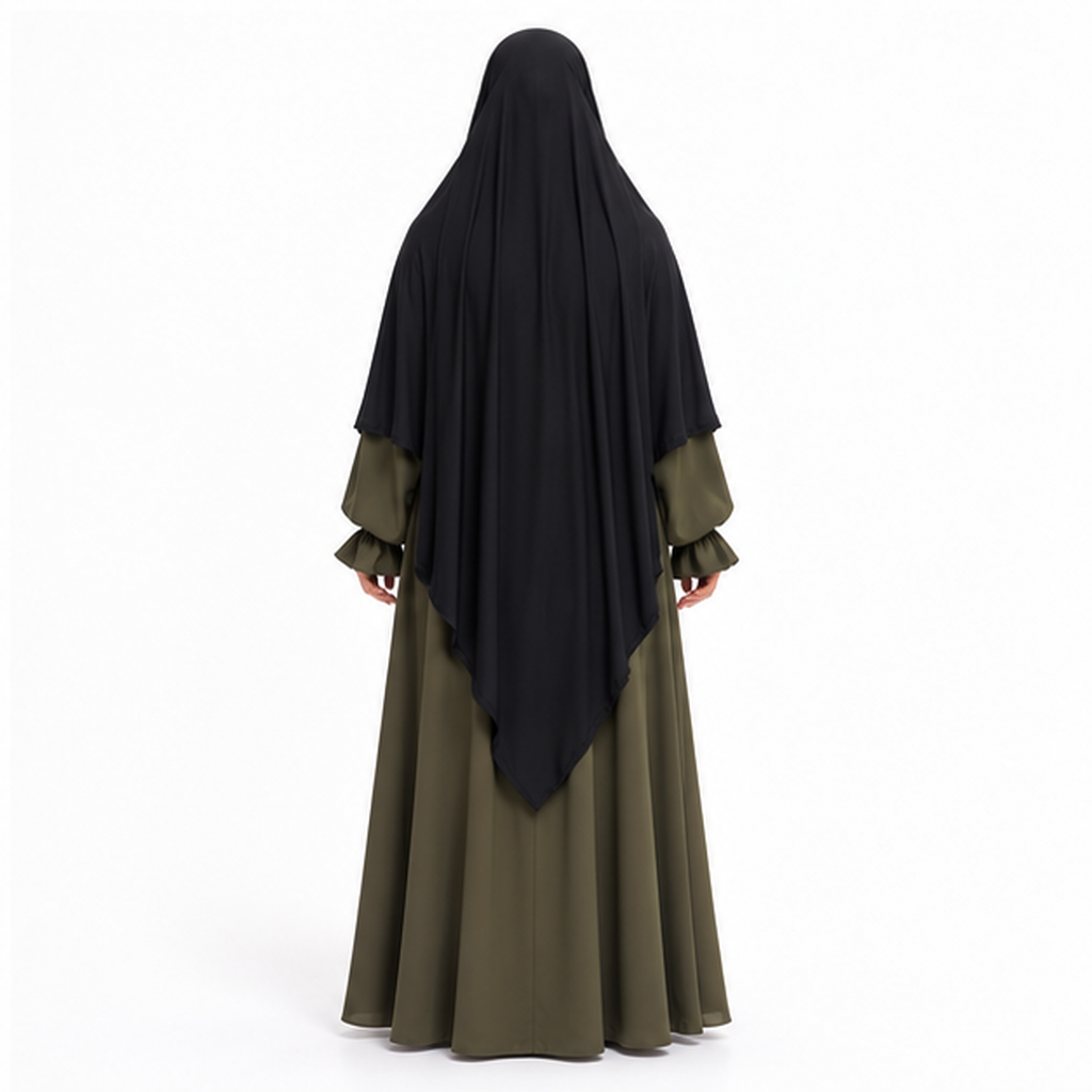 Elegant Black Full Coverage Women's Khimar-4