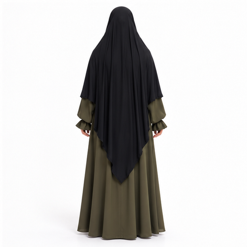Elegant Black Full Coverage Women's Khimar-4