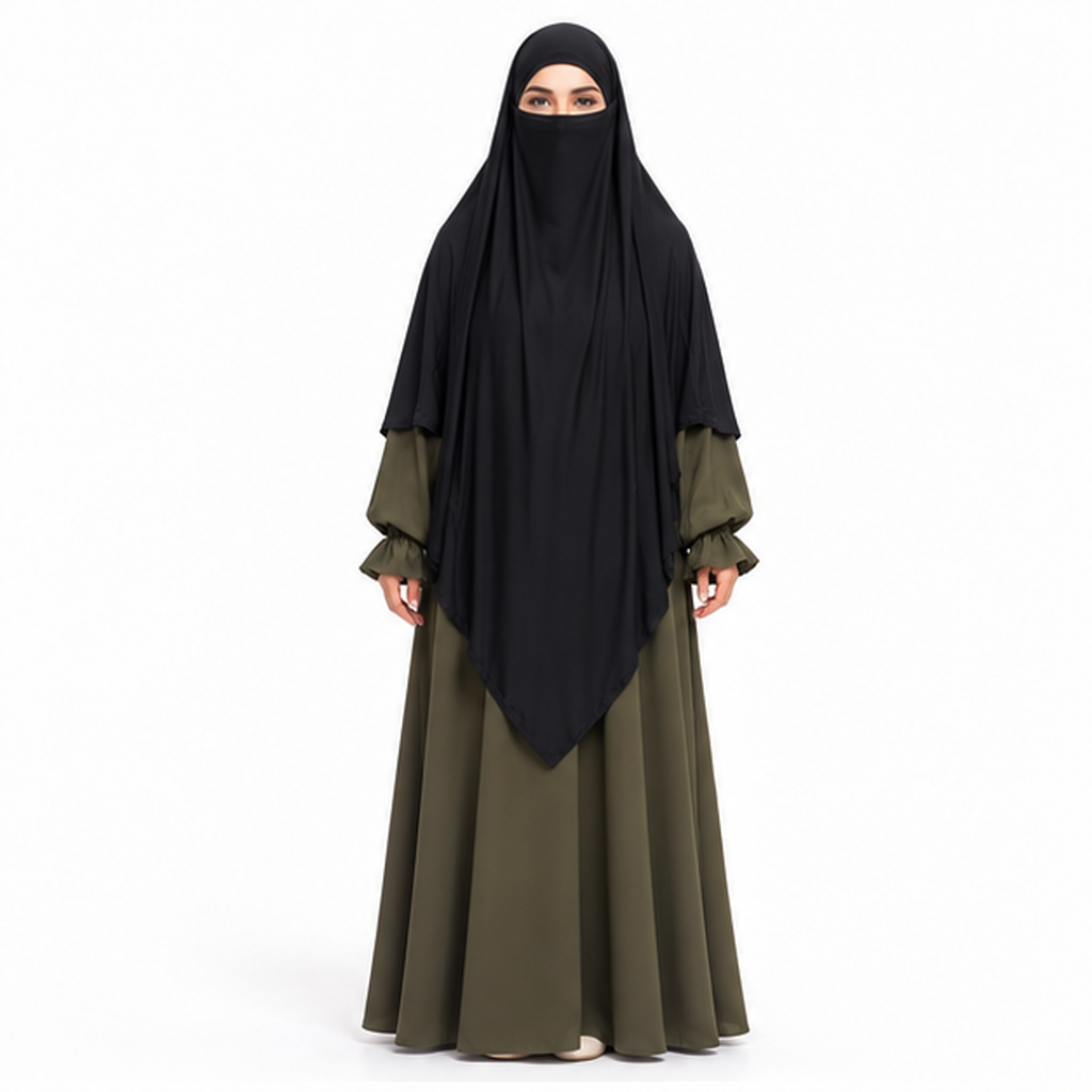 Elegant Black Full Coverage Women's Khimar-1