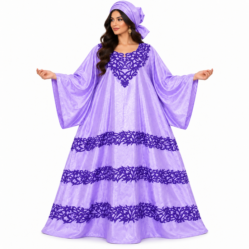 Lavender Purple Embroidered Luxury Women’s Kaftan-1