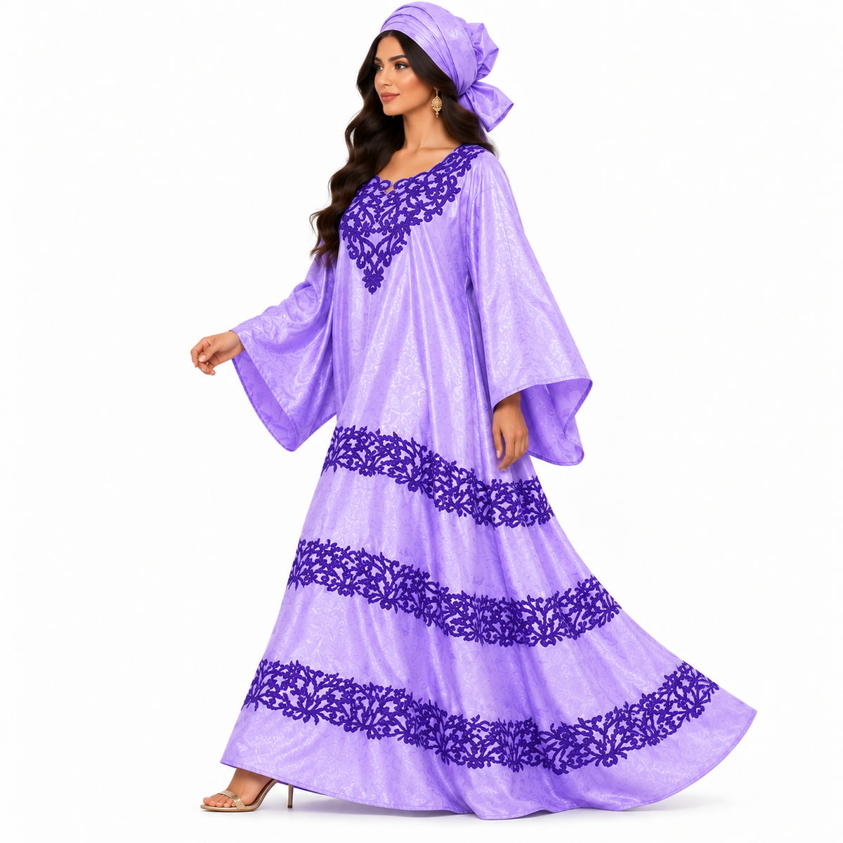 Lavender Purple Embroidered Luxury Women’s Kaftan-2