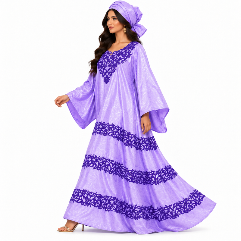 Lavender Purple Embroidered Luxury Women’s Kaftan-2