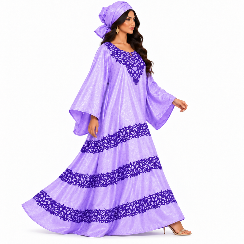 Lavender Purple Embroidered Luxury Women’s Kaftan-3