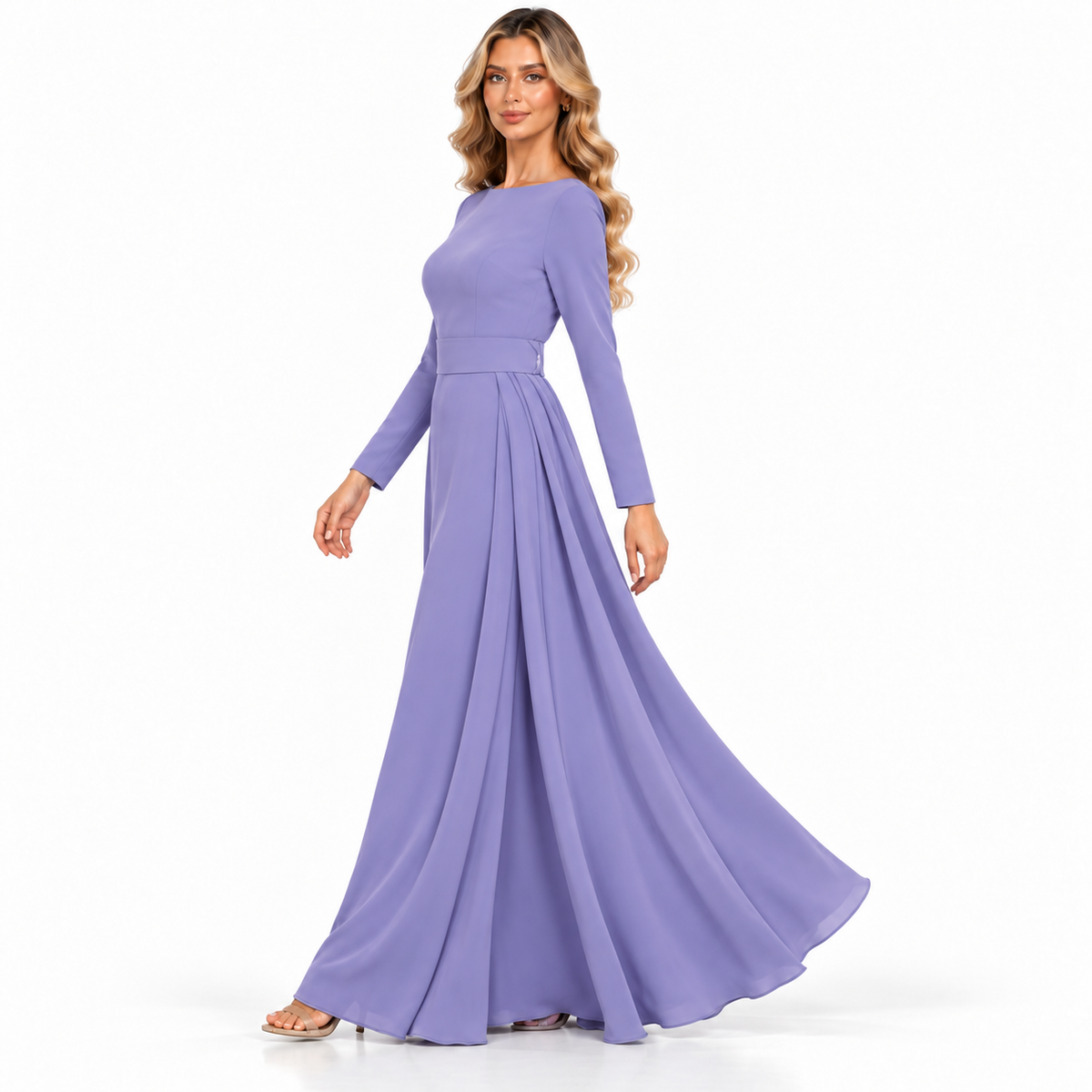 Elegant Lavender Maxi Dress Modern Kaftan-4