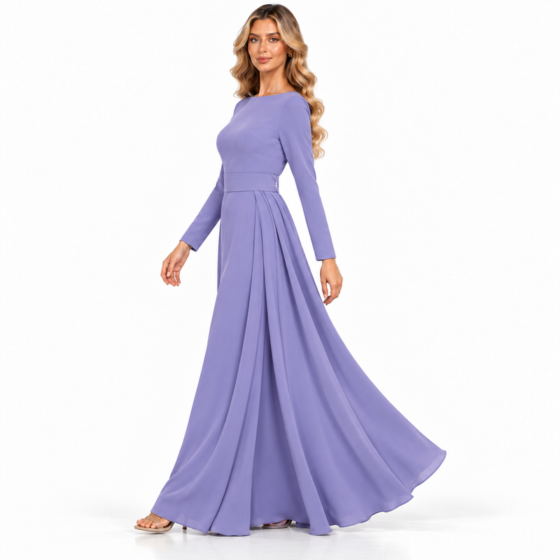 Elegant Lavender Maxi Dress Modern Kaftan-4