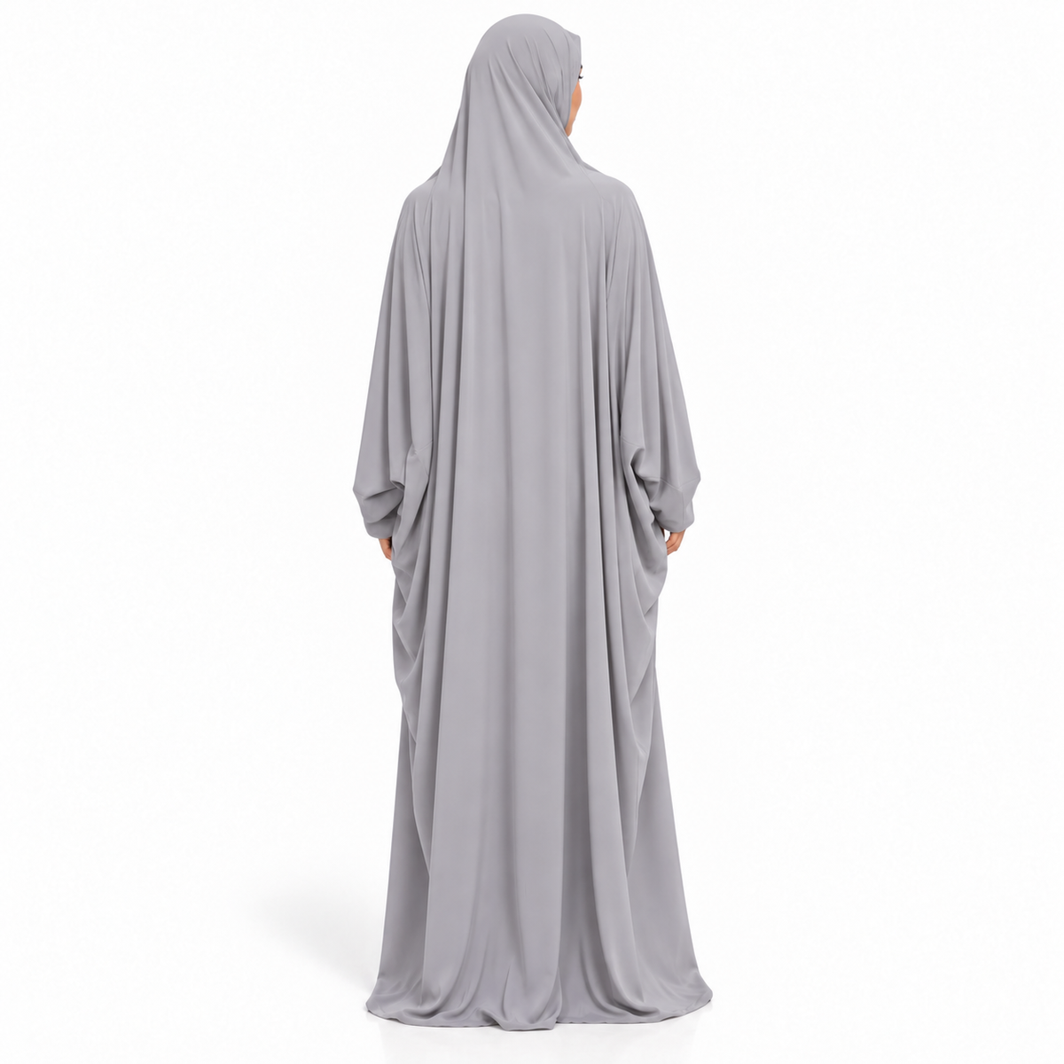 Elegant Light Grey Women's Flowing Jilbab-4