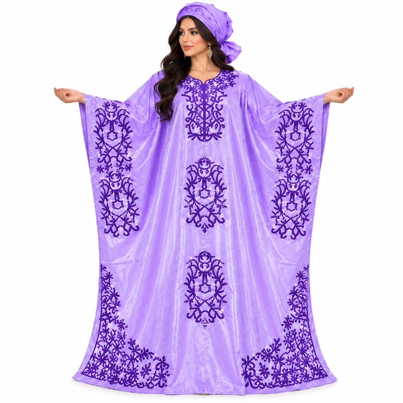 Lavender Purple Embroidered Luxury Kaftan-1