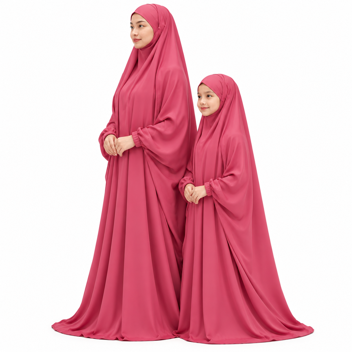 Elegant Rose Red Mother Daughter Jilbab-2