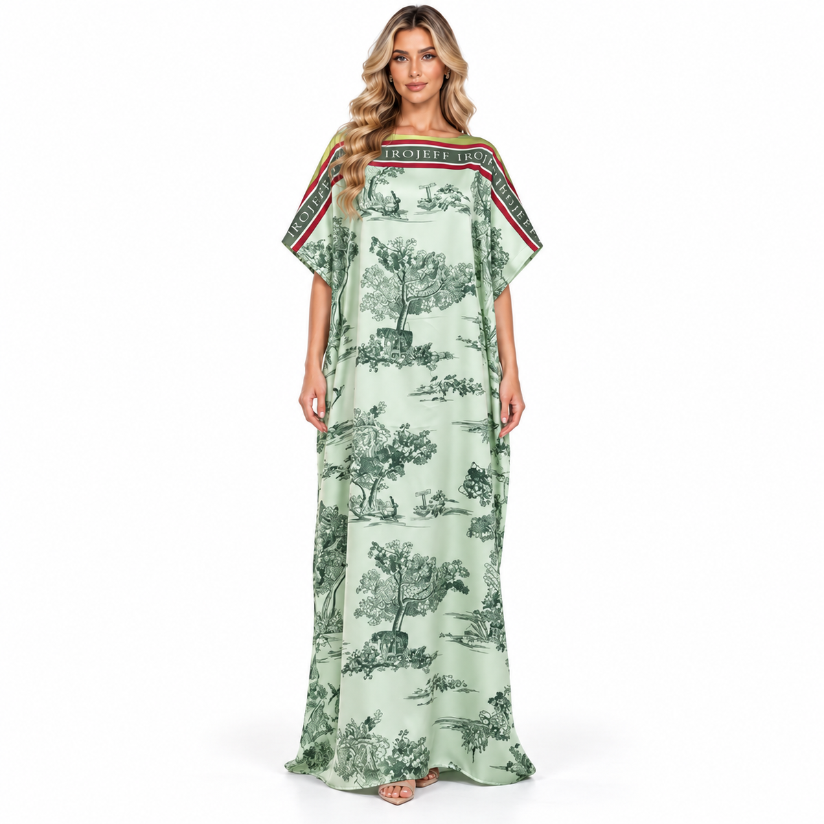 Elegant Mint Green Scenic Modern Kaftan-1