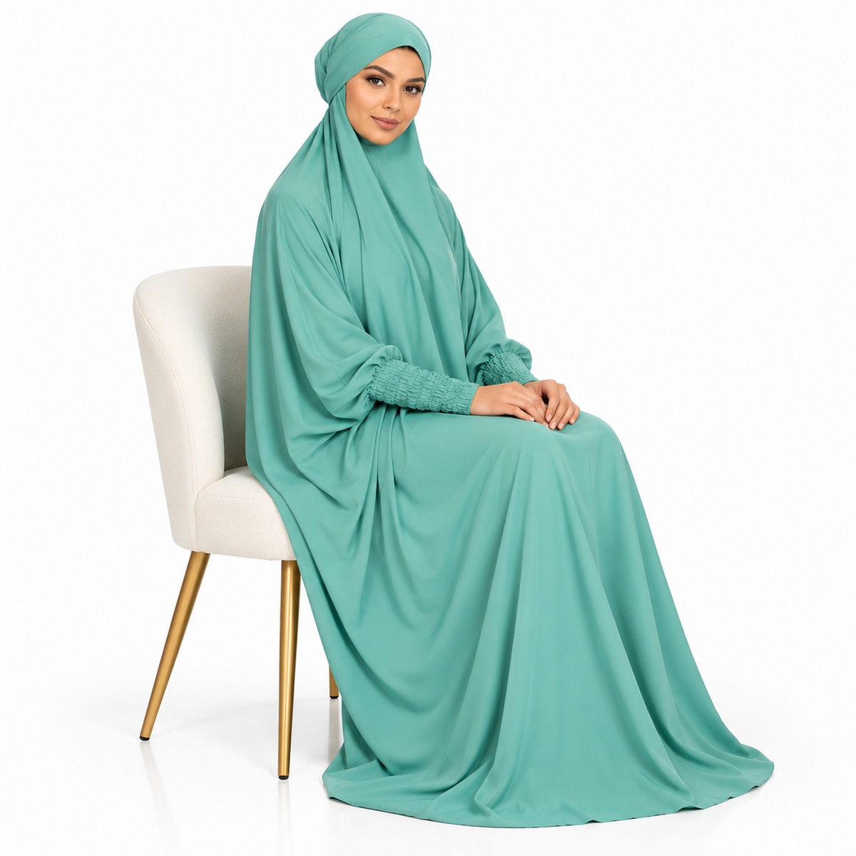 Elegant Cyan Women's Loose Fitting Jilbab