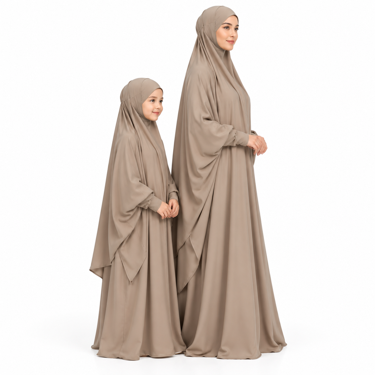 Elegant Khaki Matching Mother Daughter Jilbab