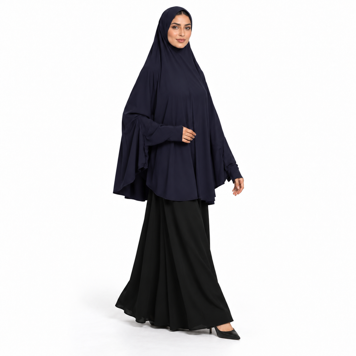Elegant Navy Blue Women's Prayer Khimar-2