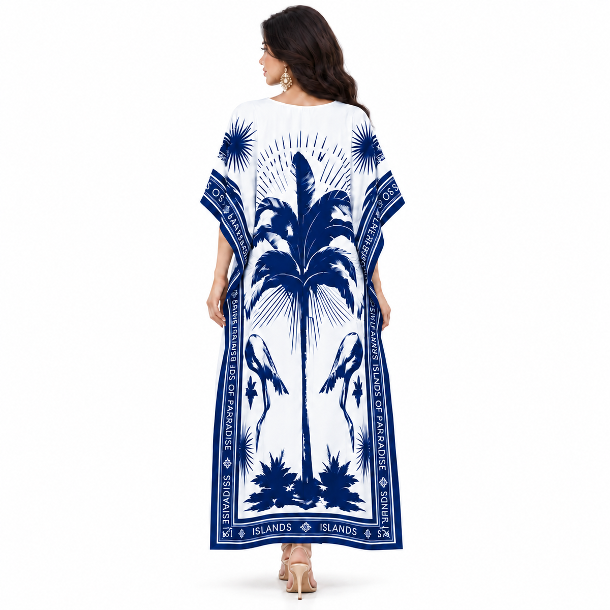 Deep Blue Printed Women’s Kaftan Dress-4