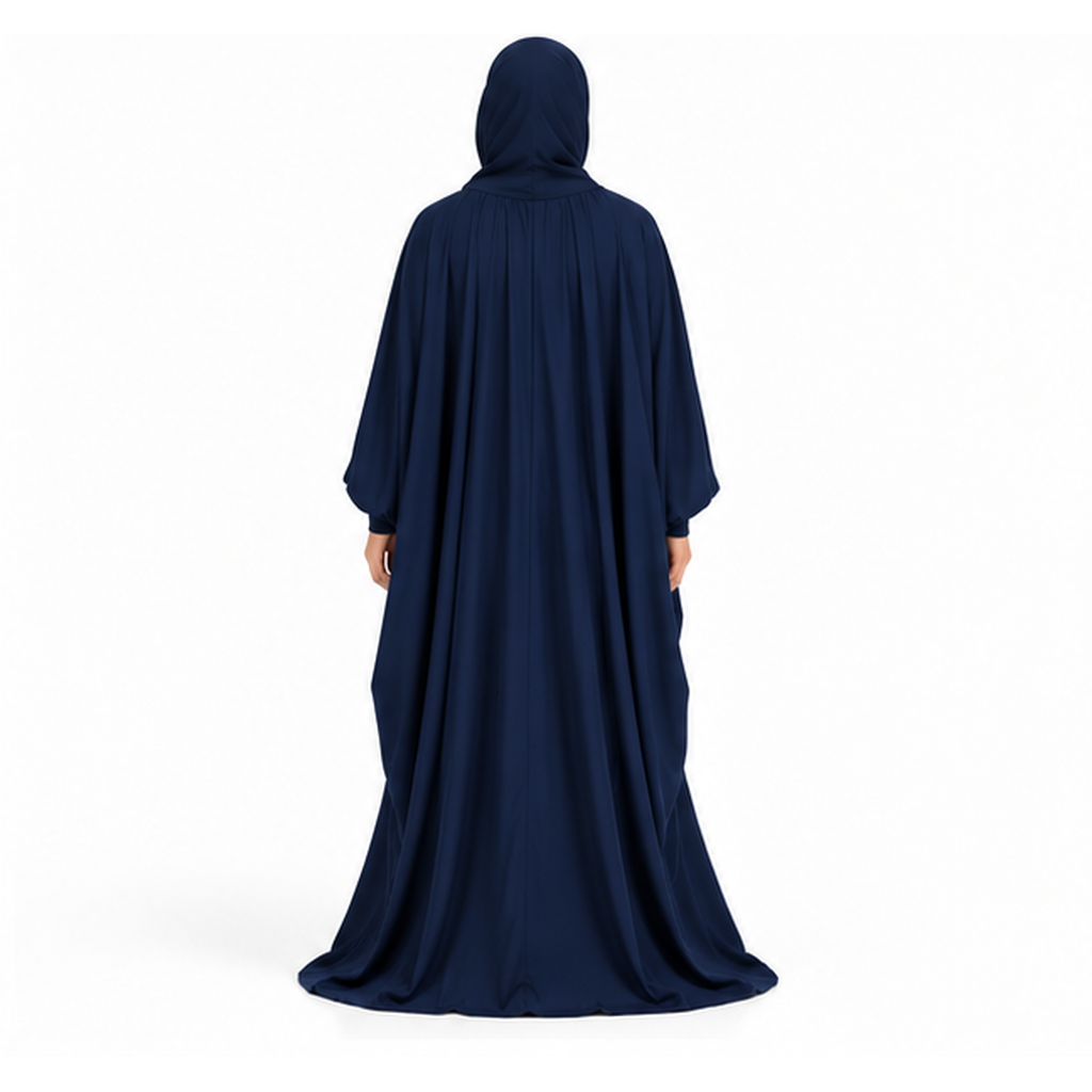 Elegant Dark Blue Women's Flowing Jilbab-4