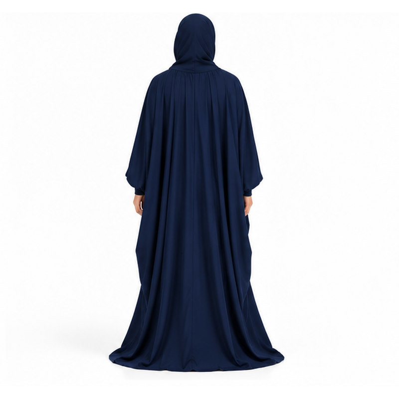 Elegant Dark Blue Women's Flowing Jilbab-4