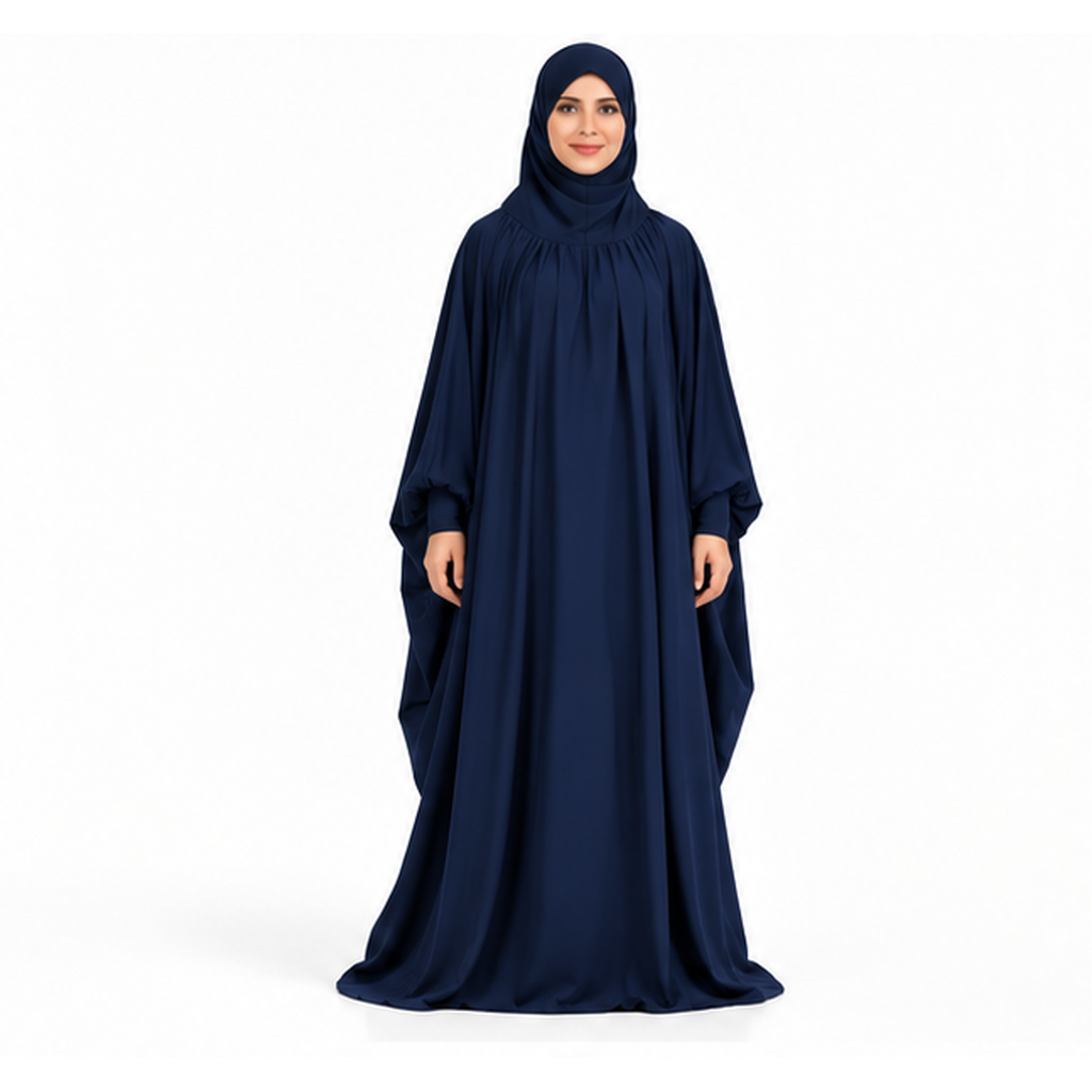 Elegant Dark Blue Women's Flowing Jilbab