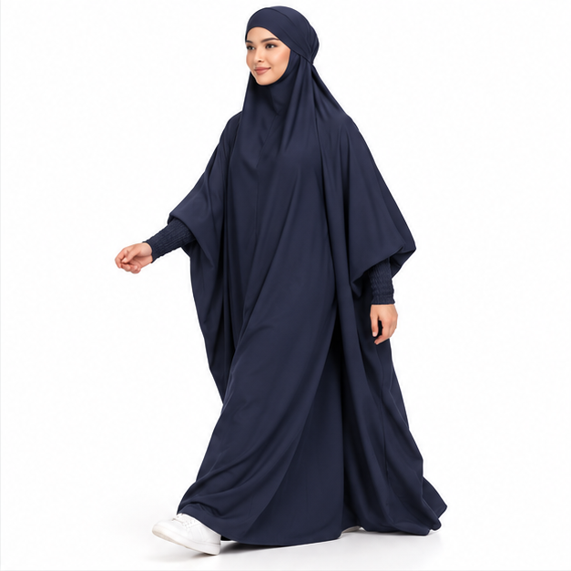 Elegant Navy Blue Women's Modest Jilbab-3