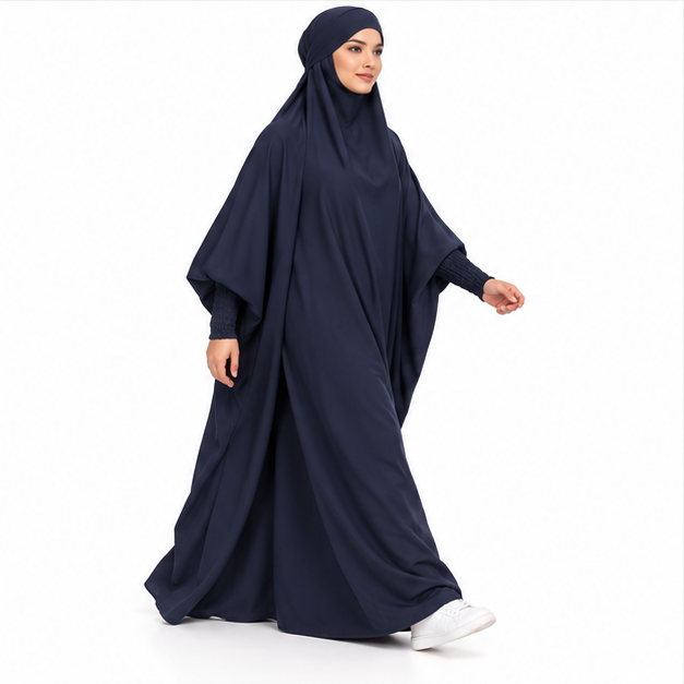 Elegant Navy Blue Women's Modest Jilbab-2