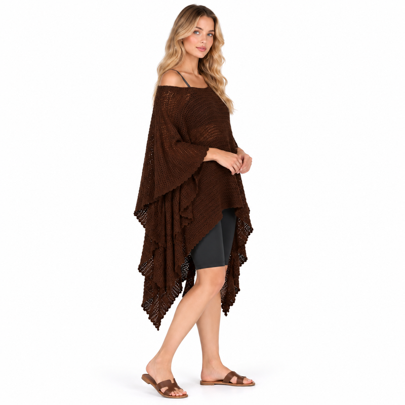 Elegant Brown Crochet Kaftan Tops Collection-3